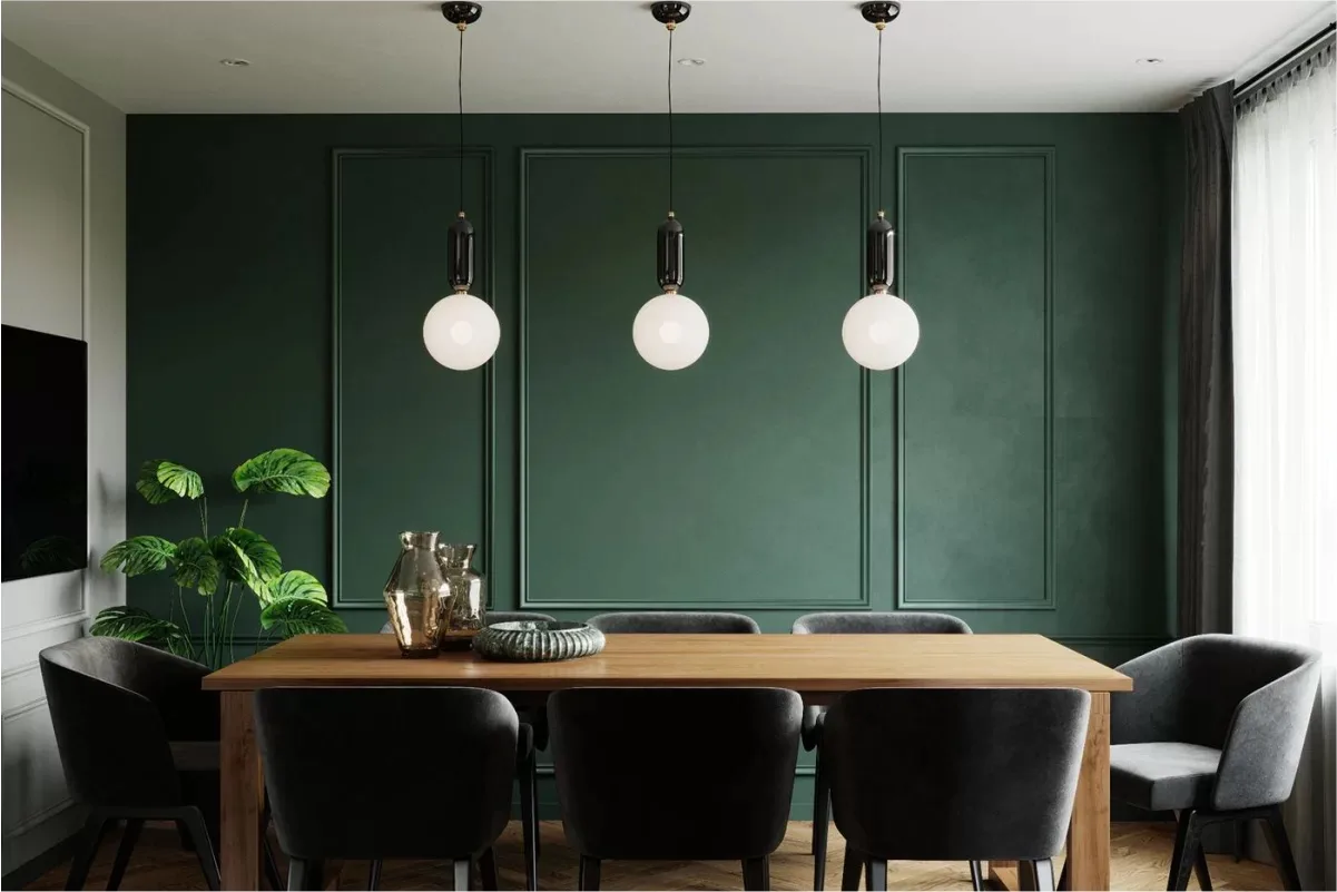 Parede com boiserie instalada